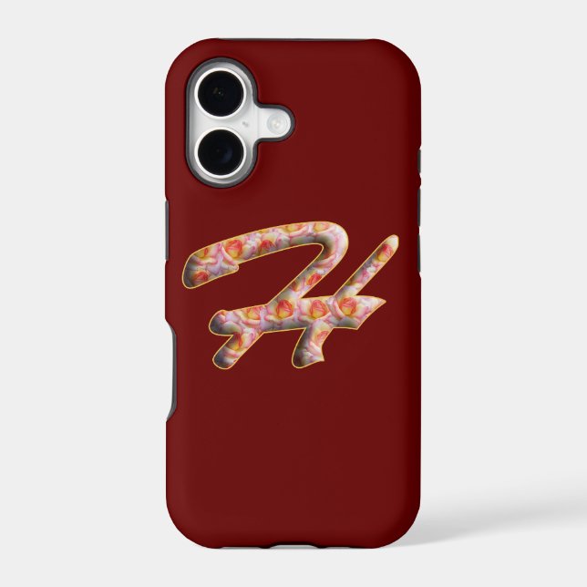 Monogram H in Roses Pattern Iphone 5 Case (Back)