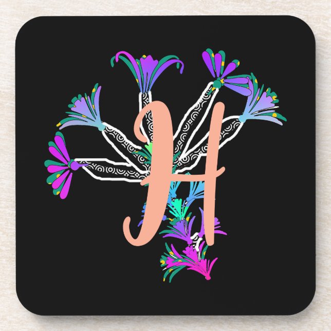 Monogram H Initial  Beverage Coaster (Front)