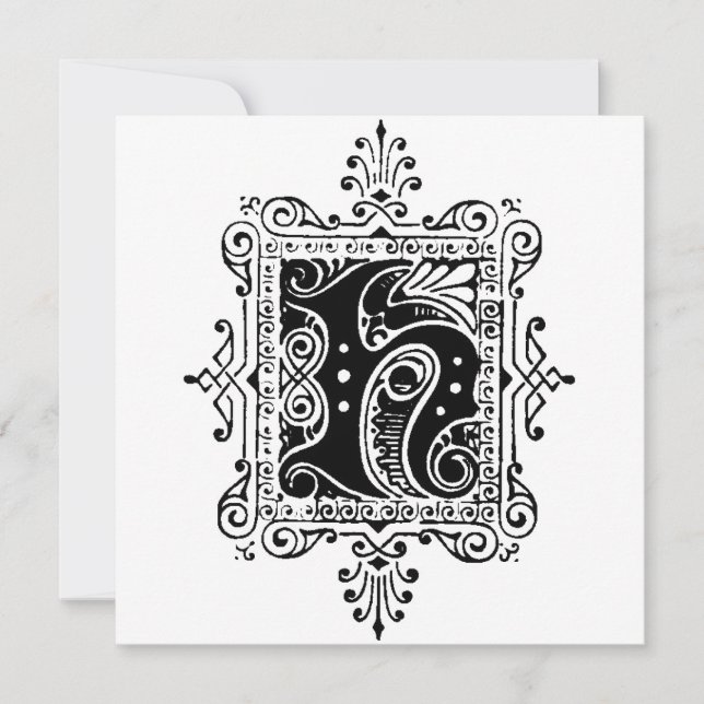 Monogram H Initial Black and White Floral Pattern (Front)