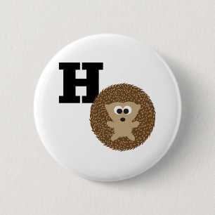 Monogram H is for Hedgehog 6 Cm Round Badge