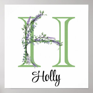 Monogram H Lavender Eucalyptus  Poster