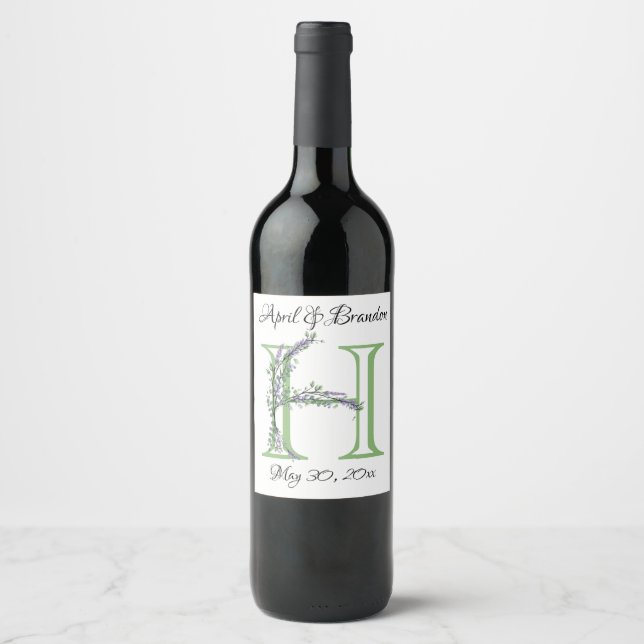 Monogram H Lavender Eucalyptus  Wine Label (Front)