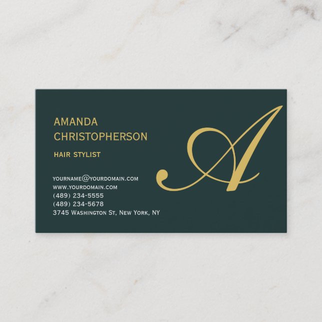 Monogram Hair Stylist Business Card (Front)