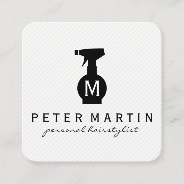Monogram Hairspray Bottle Square Business Card (Front)
