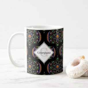 Monogram Halloween Cottagecore Dot Mandala Ogee Coffee Mug