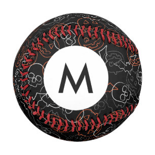 Monogram Halloween Pattern Baseball