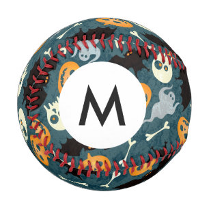 Monogram Halloween pattern Baseball