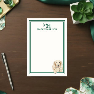 Monogram Hand Drawn Dachshund Reading Post-it Notes