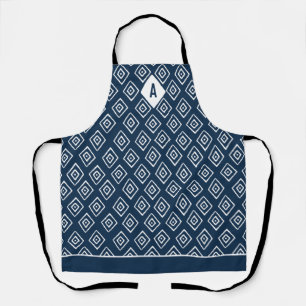 Monogram Hand Drawn Diamond Pattern Apron