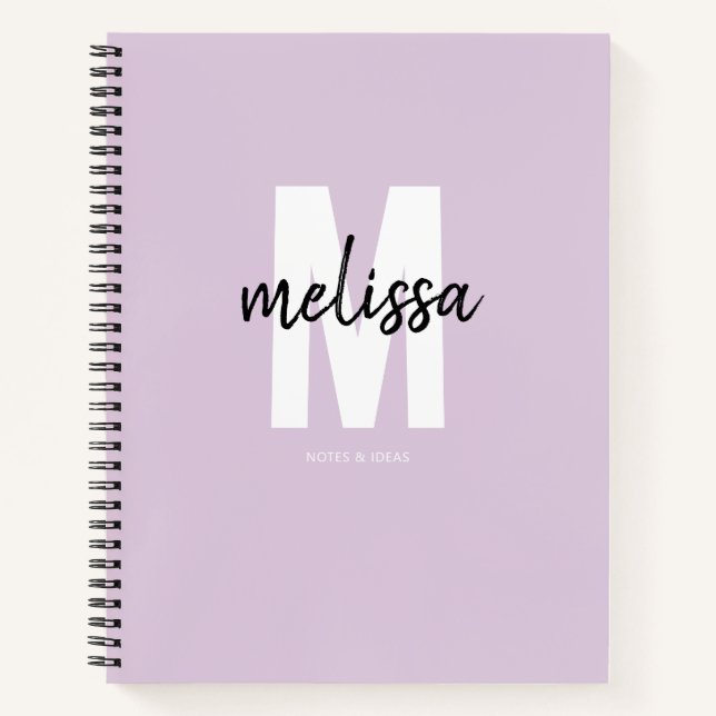 Monogram Handwriting Brush Name Minimalist Notebook (Front)