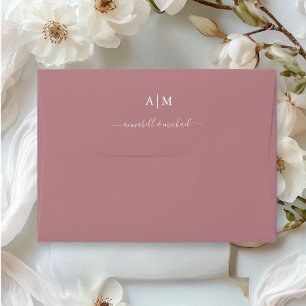 Monogram, Handwriting, Elegant Dark-Rose Envelope