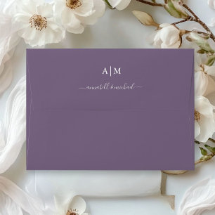 Monogram, Handwriting, Elegant, Purple Envelope