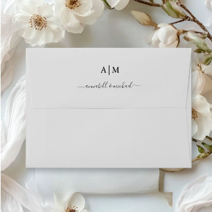 Monogram, Handwriting, Elegant Wedding Envelope