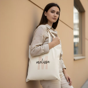 Monogram Handwritten Brush Simple Tote Bag