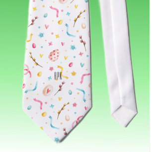 Monogram Happy Easter Colorful Pastels Pattern Tie