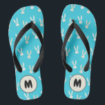 Monogram Happy Easter Holiday Bunny Pattern Thongs<br><div class="desc">Monogram Bunny Happy Holiday Easter cute animal ears Pattern Modern Design Happy Easter Spring Holiday! Easter Ears Pattern, Easter Egg Hunt, Bunny Cute animal Rabbit Head. Decoration Holiday Fashion, Cute Rabbit and Easter Eggs Hunt, Illustration, Wedding Day, Family Party, Kids Party Decorative Stylish Design, Abstract Trendy Graphic Design for Clothing...</div>