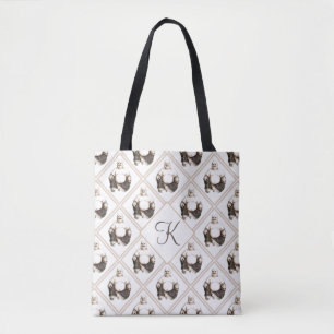 Monogram Happy Laughing Good Luck Buddha Pattern Tote Bag
