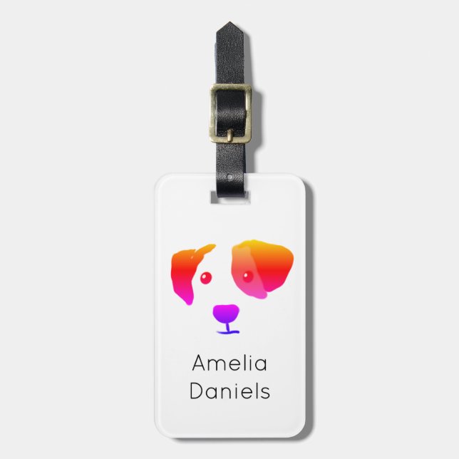 Monogram Happy Rainbow Dog Luggage Tag (Front Vertical)