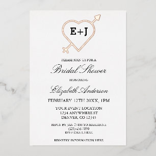 Monogram Heart And Arrow Bridal Shower
