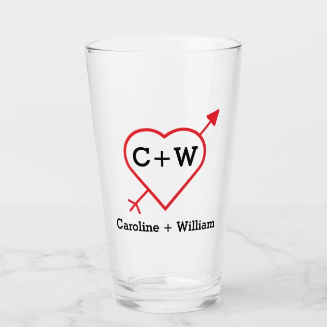 Monogram Heart And Arrow Glass (Front)