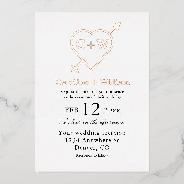 Monogram Heart And Arrow Wedding (Front)