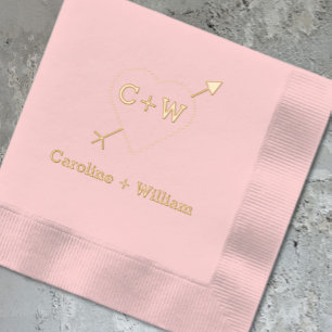 Monogram Heart & Arrow Foil Napkins