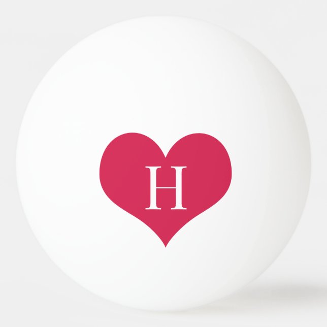 Monogram Heart Personalised Ping Pong Ball (Front)