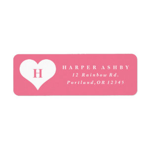 Monogram Heart Pink Return Address Return Address Label