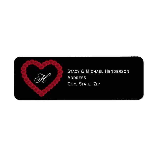Monogram Heart Wedding Return Address Label (Front)