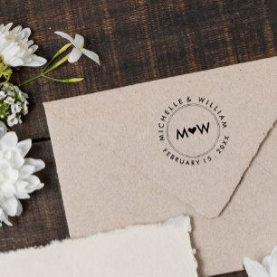 Monogram & Heart Wedding Self-inking Stamp