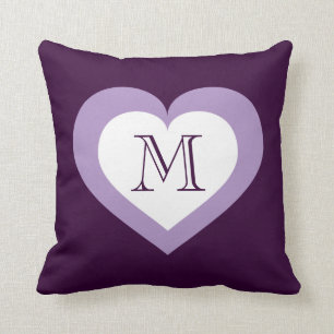 Monogram Heart - White and Lavender Cushion