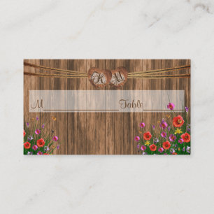 Monogram Heart with Wildflowers Place Cards