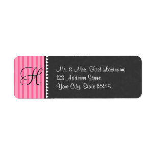 Monogram Hearts and Slate with changeable colour Return Address Label