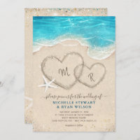 Monogram Hearts in the Sand Beach Wedding