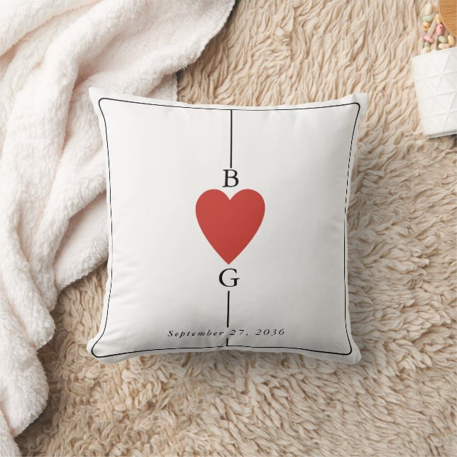 Monogram Hearts Playing Card Wedding  Cushion (Blanket)