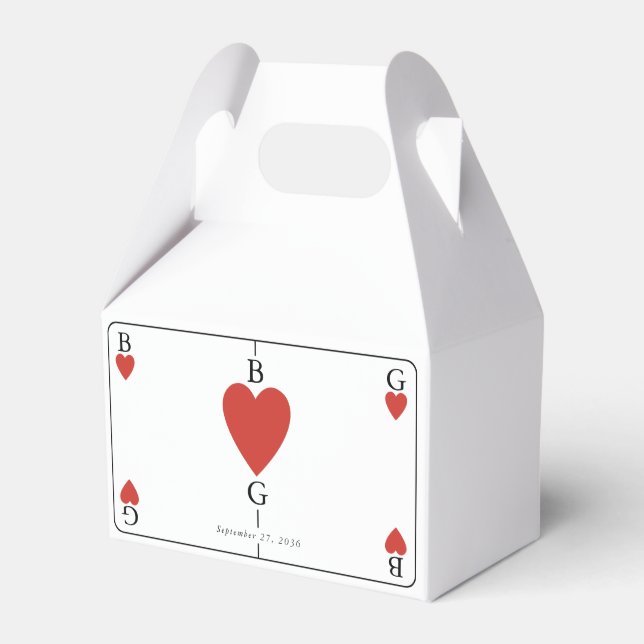 Monogram Hearts Playing Card Wedding  Favour Box (Front Side)