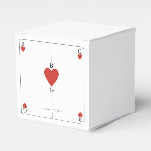 Monogram Hearts Playing Card Wedding Favour Box
