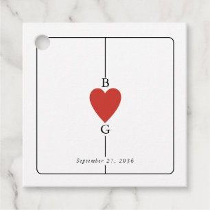 Monogram Hearts Playing Card Wedding  Favour Tags