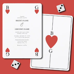Monogram Hearts Playing Card Wedding Invitation