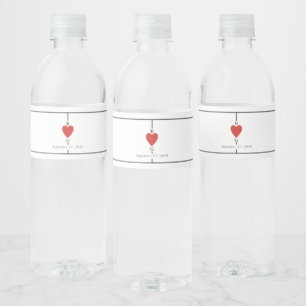 Monogram Hearts Playing Card Wedding Water Bottle Label
