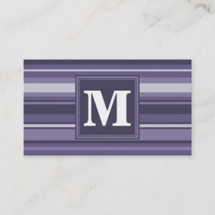 Monogram heather purple stripes business card