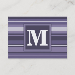 Monogram heather purple stripes business card