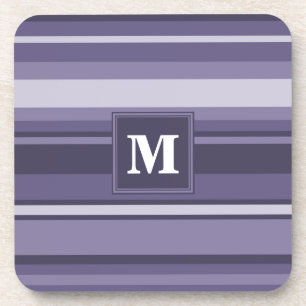 Monogram heather purple stripes coaster