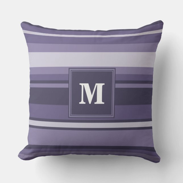 Monogram heather purple stripes cushion (Front)
