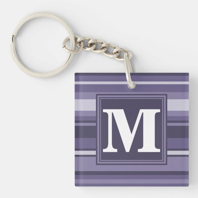 Monogram heather purple stripes key ring (Front)