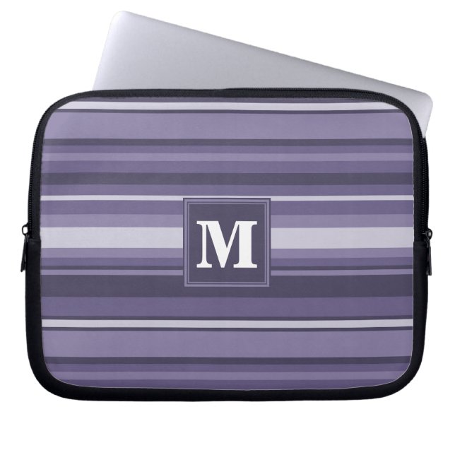 Monogram heather purple stripes laptop sleeve (Front)