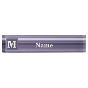 Monogram heather purple stripes nameplate