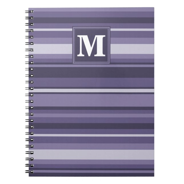 Monogram heather purple stripes notebook (Front)