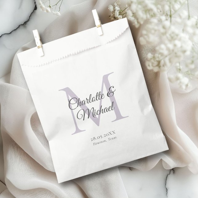 Monogram  hershey®'s kisses® favour bag (Monogram, Classic, Elegant, Wedding Favor Bag with your names and date.)