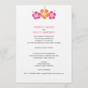 Monogram Hibiscus Flower Wedding Invitation